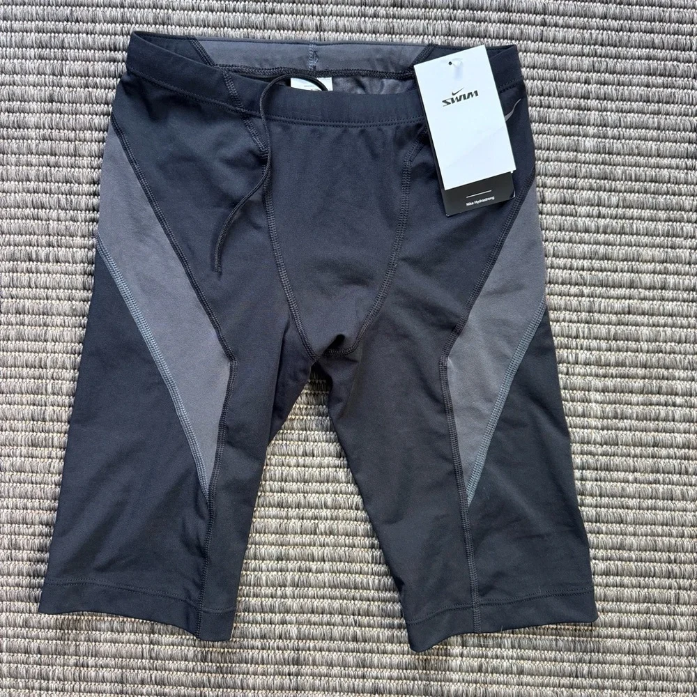 Nike Men's Hydrastrong Black Compression Swim with Gray Panels